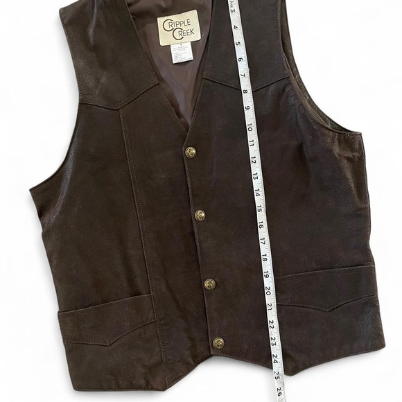 Men's Cripple Creek 100% Genuine Boer Suede Brown leather western vest small - Picture 7 of 8